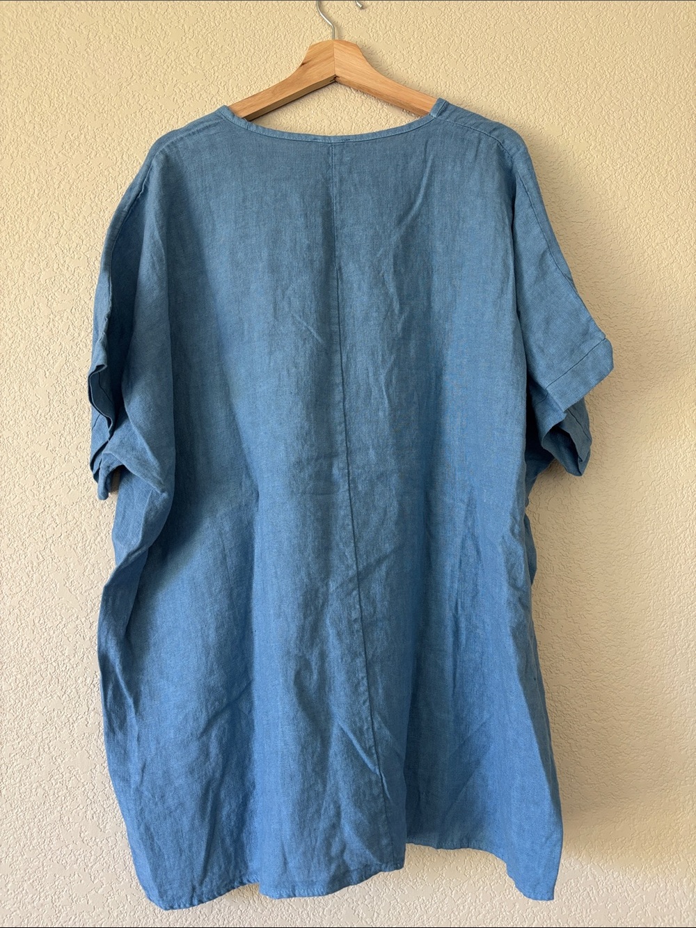 NT By Amati Blue Linen Casual Short-Sleeve Shirt- NWT - Picture 3 of 4